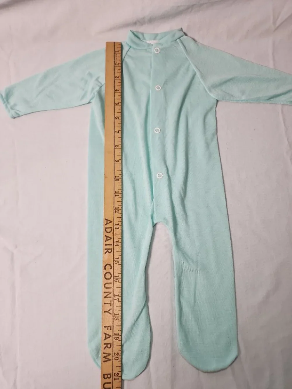 Sleepy Dreams Mint Green Footed Sleeper Pajamas Medium 12-18 lbs USA VTG